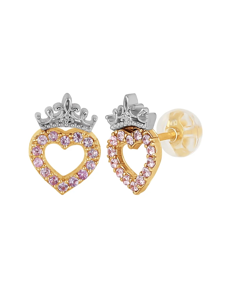 Disney Cubic Zirconia Heart Stud Earrings in 10K Yellow Gold