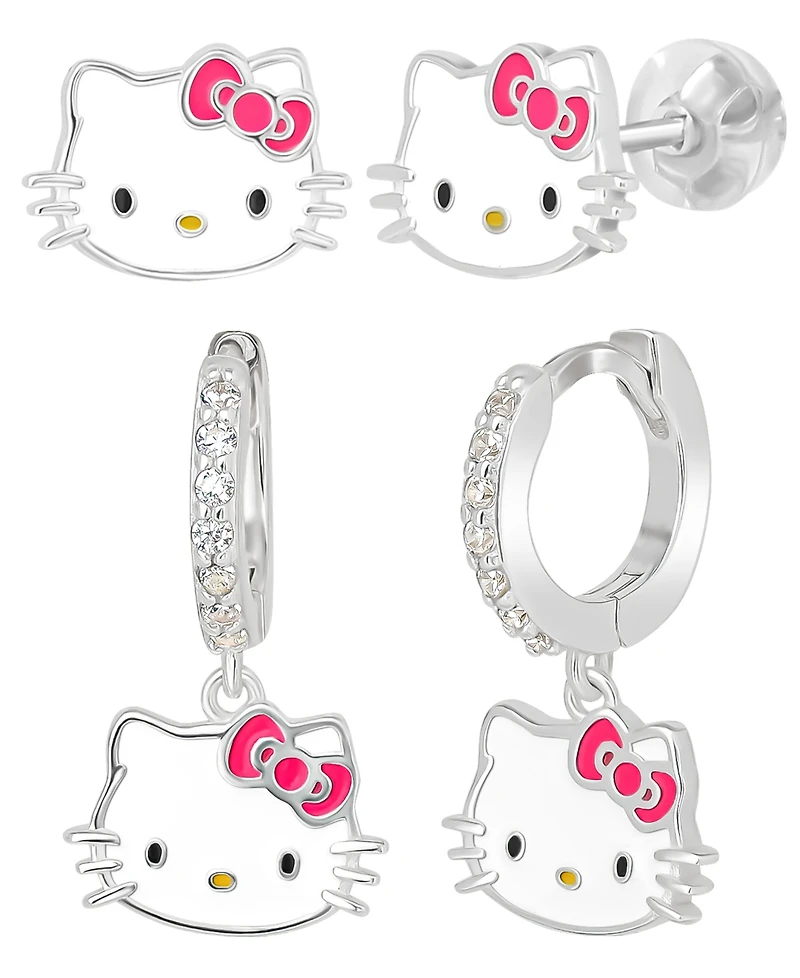 Macy's 2-Pc. Cubic Zirconia Drop and Stud Earrings Set in Sterling Silver