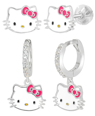 Macy's 2-Pc. Cubic Zirconia Drop and Stud Earrings Set in Sterling Silver