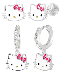 Macy's 2-Pc. Cubic Zirconia Drop and Stud Earrings Set in Sterling Silver