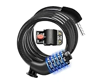Batfox Combination Bike Lock Cable, 5-Digit Resettable High Security Anti-Theft Lock with Mounting Bracket for Bikes and Scooters - 12mm, Onyx
