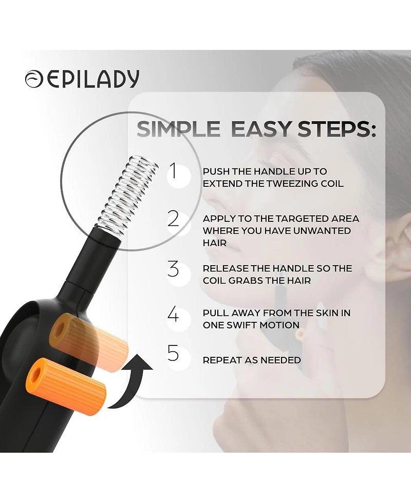 Epilady Precision Coil Tweezer with Ergonomic Grip – One-Handed Hair Removal Tool for Face & Brows
