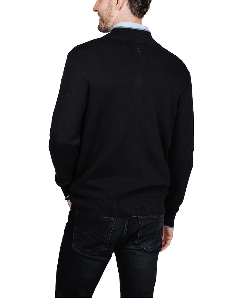 Tailorbyrd Men's Fine Knit Full Zip Mock Neck Sweater