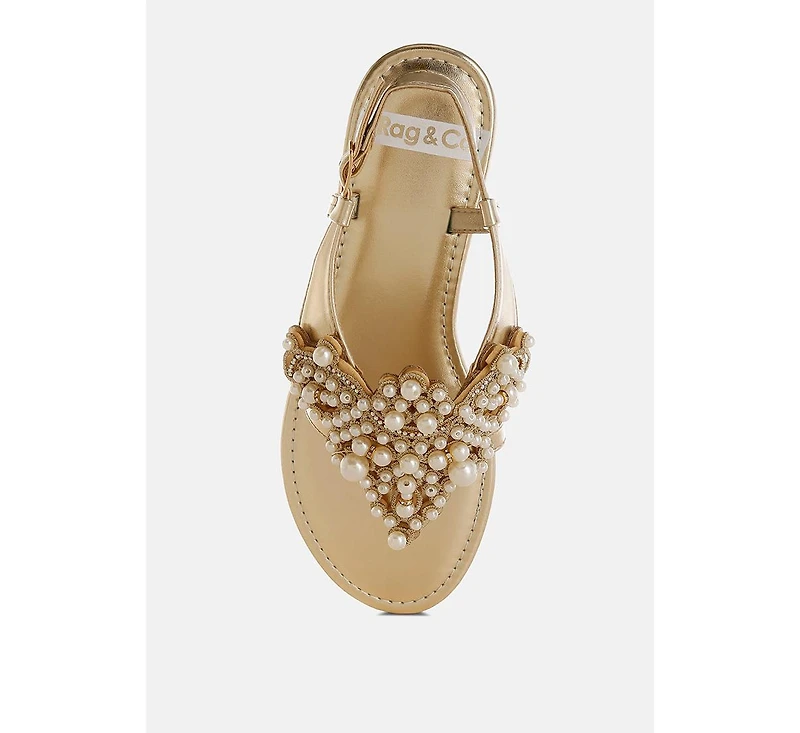 Opazie Metallic Pearl Embellished Flats