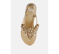 Opazie Metallic Pearl Embellished Flats