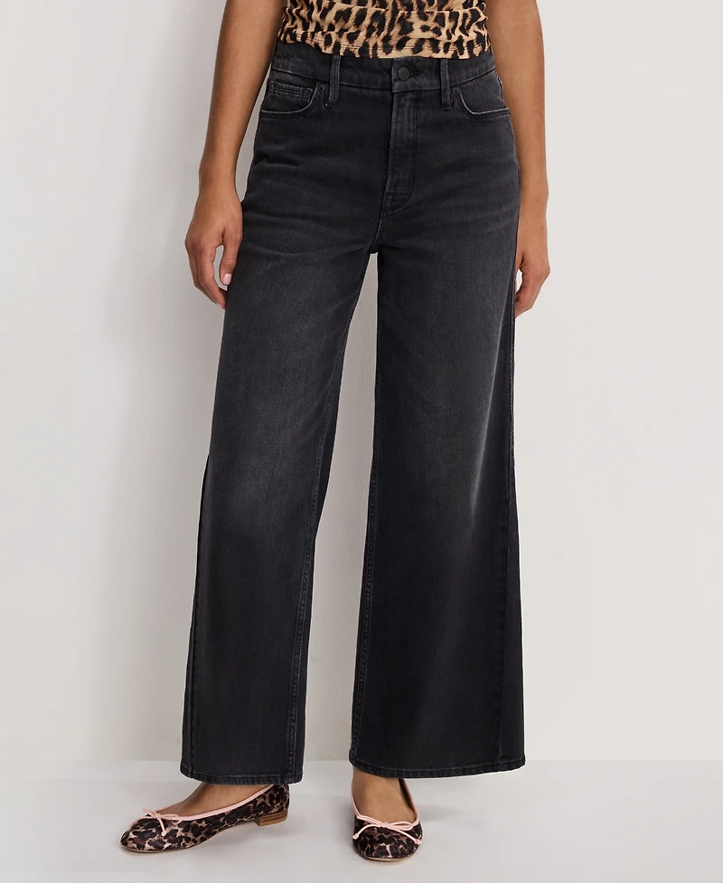 Good American Women's Skate Cropped Wide Leg Jeans