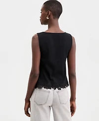 On 34th Women's Knit Sleeveless Boat-Neck Lace Top, Macy's Exclusive