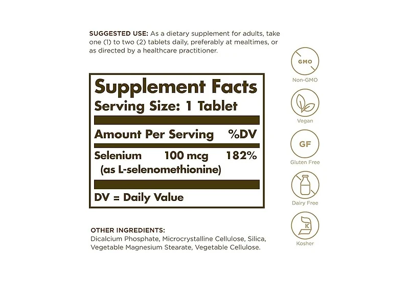 Solgar Yeast-Free Selenium ,100 mcg ,100 Tabs
