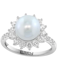 Effy Collection Freshwater Pearl (12mm) and Lab Grown Diamond Ring (1-1/2 ct. t.w.) in Sterling Silver