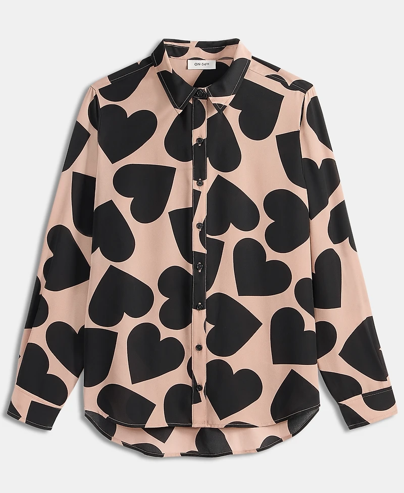 On 34th Women's Woven Heart Button-Down Top, Macy's Exclusive