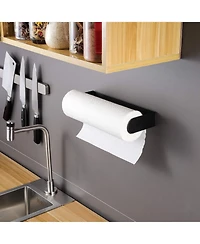 Black Paper Towel Holder Wall Mount - Under Cabinet Self Adhesive Paper Towel Rack for Kitchen
