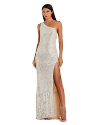 Women's Ieena Sequined One Shoulder Draped Back Gown