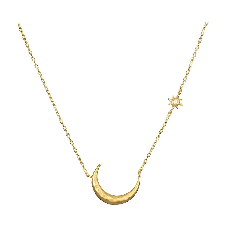 Satya Jewelry Ethereal Guide Moonstone Moon and Star Necklace