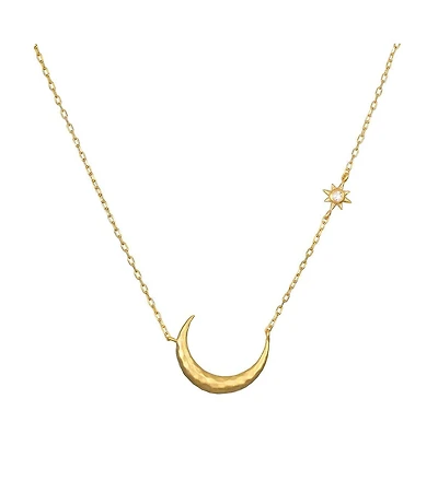 Satya Jewelry Ethereal Guide Moonstone Moon and Star Necklace