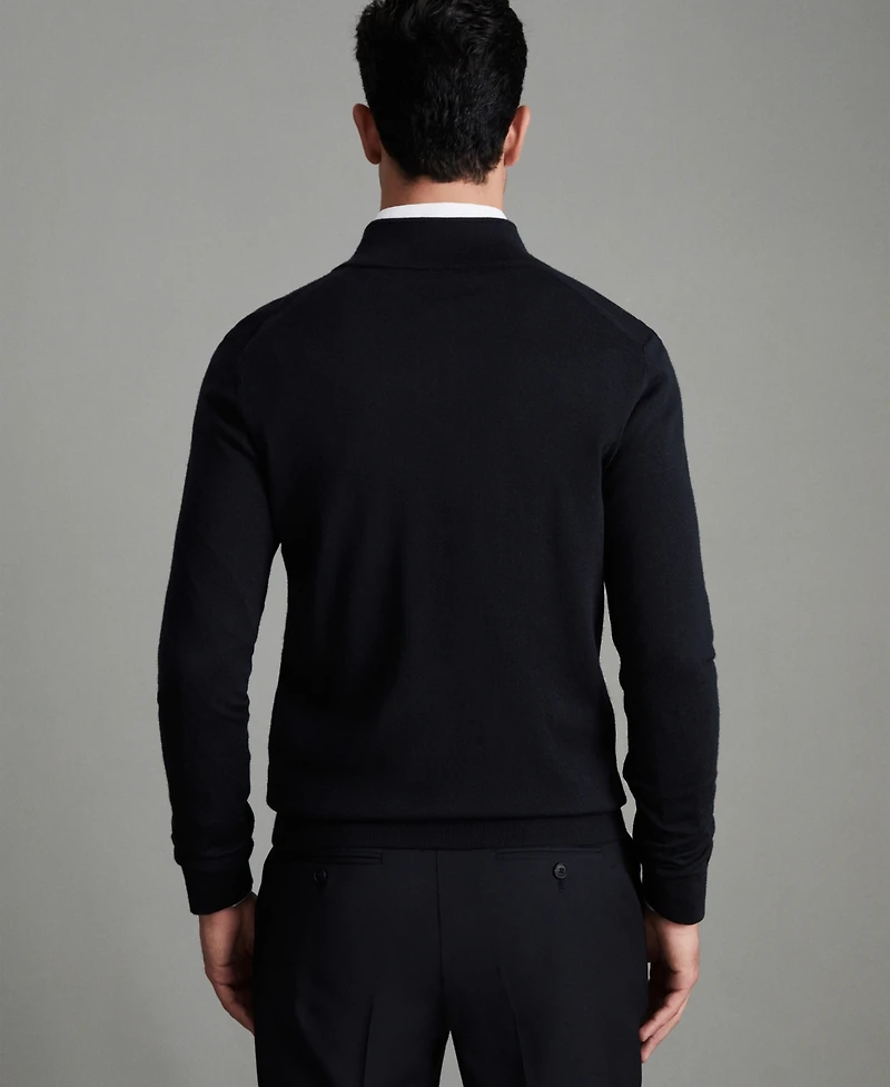 Reiss Men's Merino Wool Funnel-Neck Cardigan