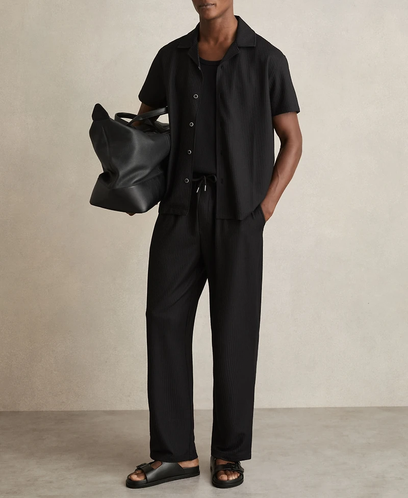 Reiss Men's Textured-Knit Cuban-Collar Shirt