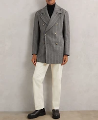 Reiss Men's Wool-Blend Chalk-Stripe Pea Coat