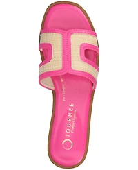 Journee Collection Womens Primah "H" Band Medium and Wide Width Slip On Flat Sandals