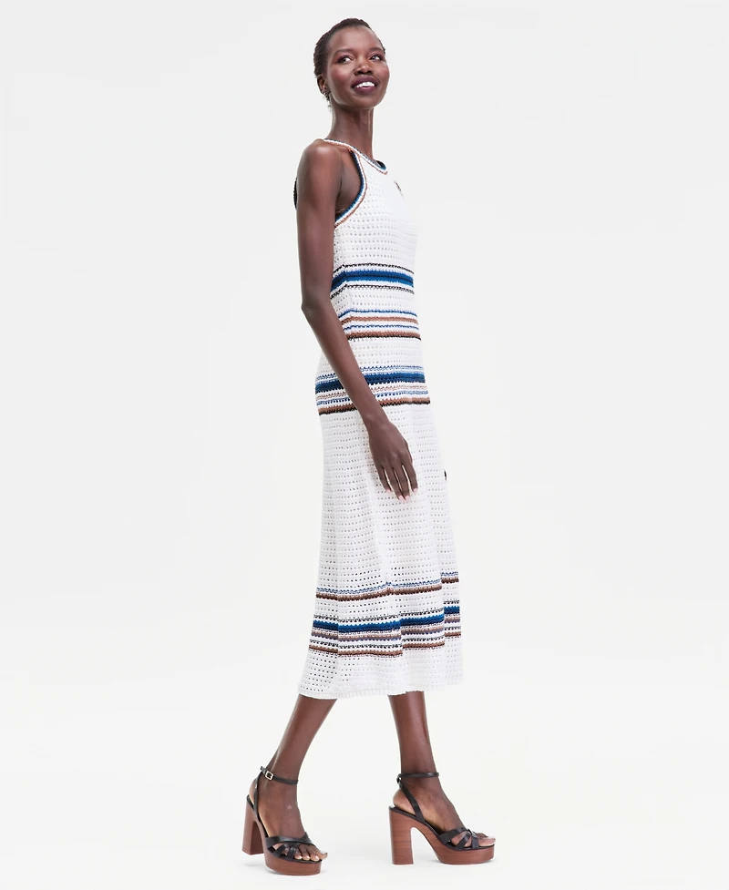 I.n.c. International Concepts Women's Sleeveless Crochet Striped Sweater Dress, Macy's Exclusive