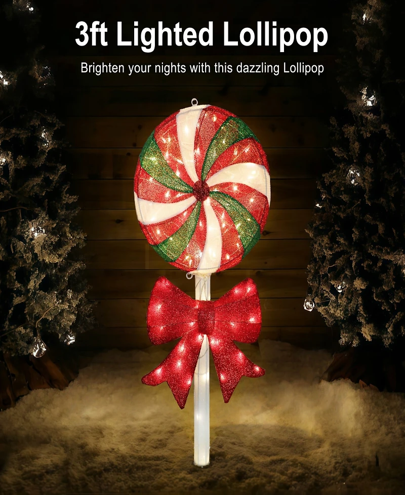 Puleo International 3' Pre-Lit Lollipop Christmas Holiday Decor