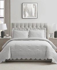 Vcny Home Scallop Microfiber -Pc. Quilt Set
