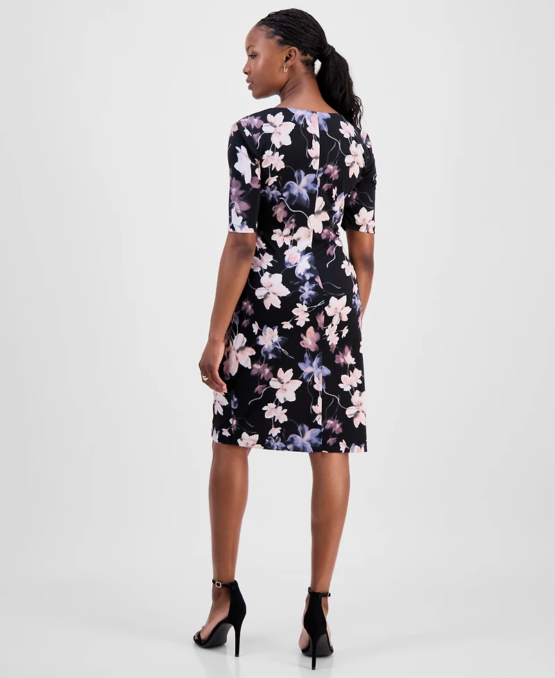 Connected Petite Half-Sleeve Sheath Dress