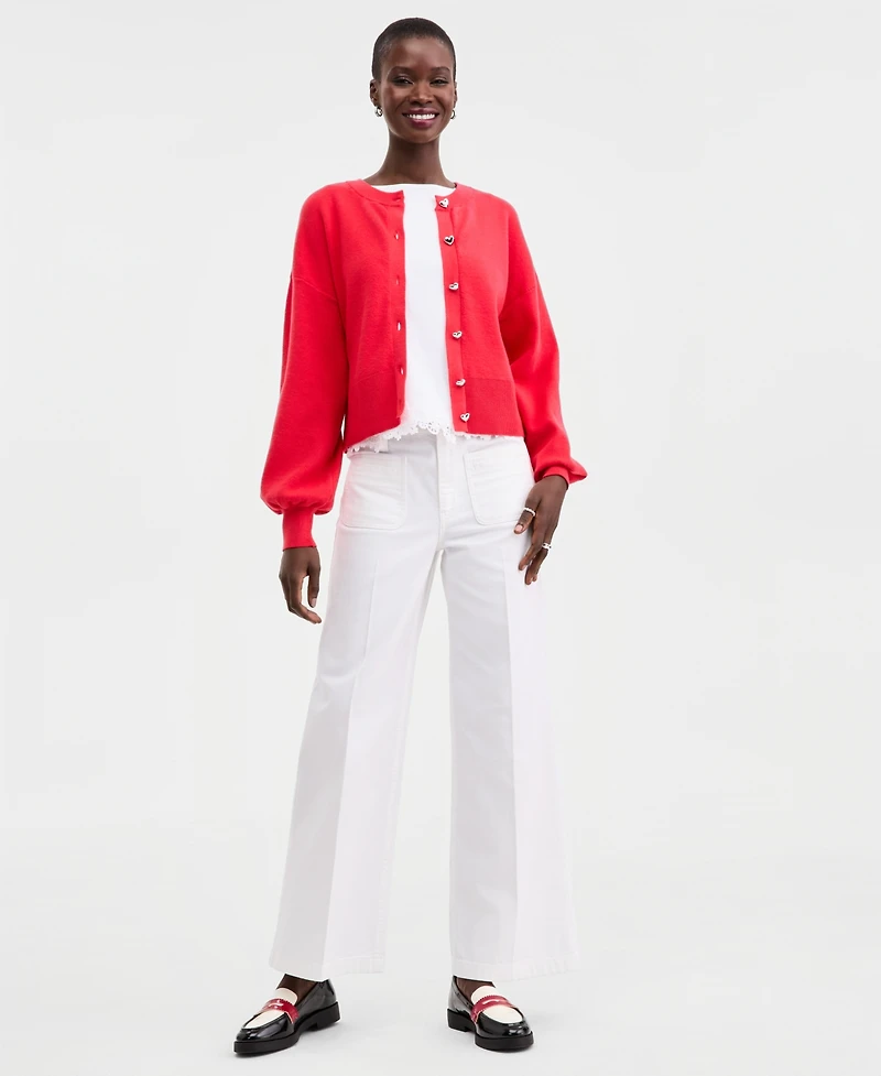 On 34th Women's Blouson Sleeve Heart-Button Cardigan, Macy's Exclusive