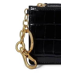 Lauren Ralph Embossed Leather Zip Card Case Wallet