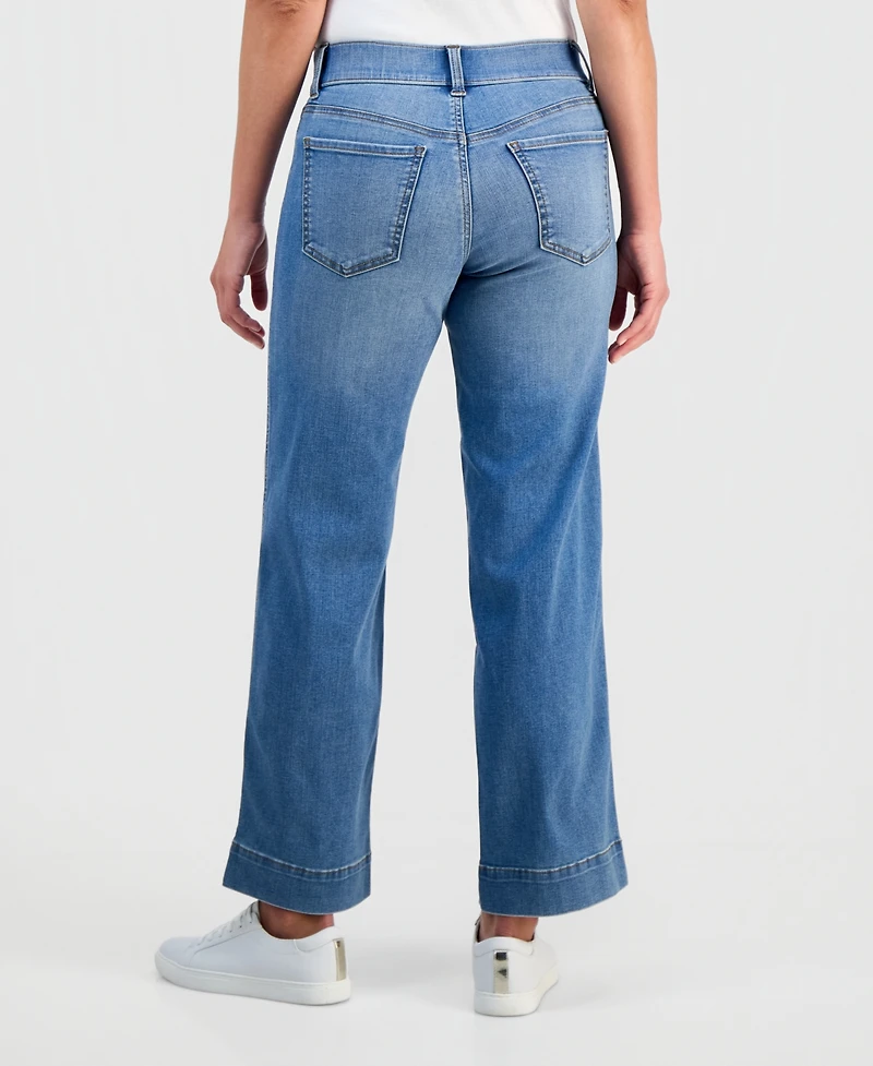 Style & Co Petite Pull-On Shaping High-Rise Wide-Leg Jeans, Macy's Exclusive