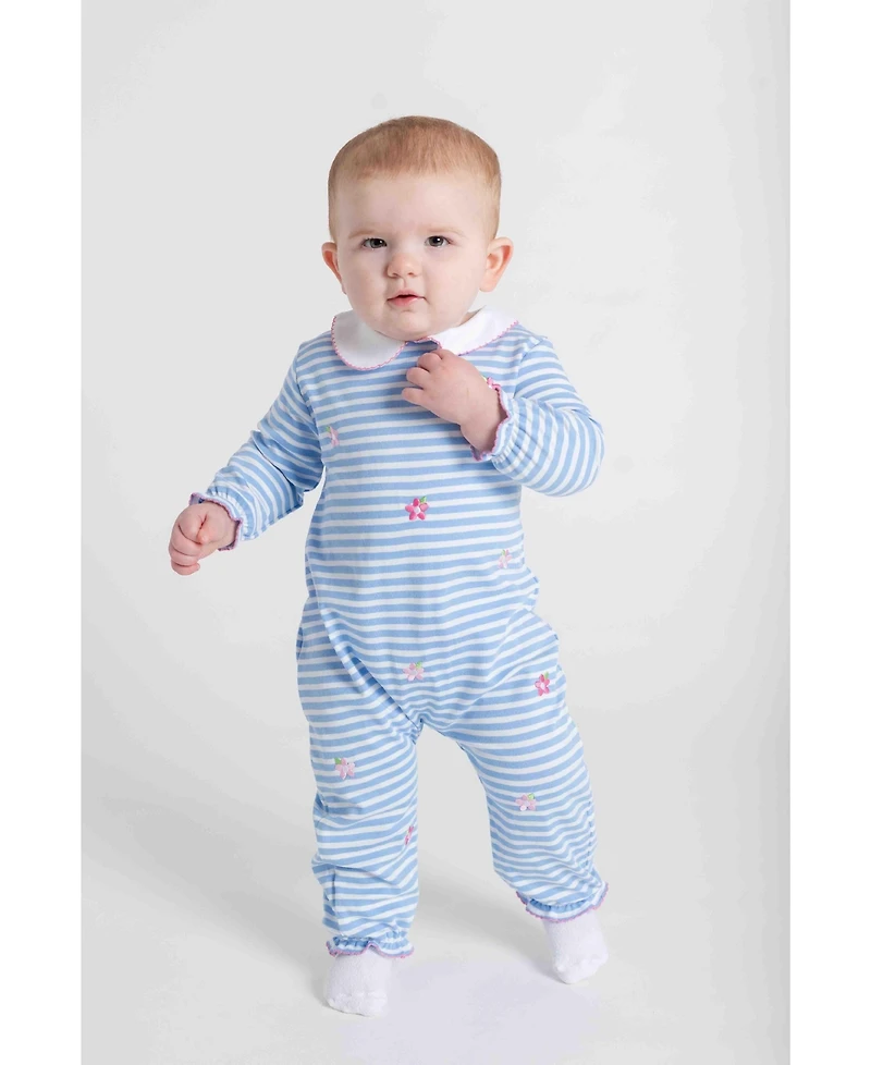 Florence Eiseman Baby Girls Stripe Knit Longall With Embroidered Flowers