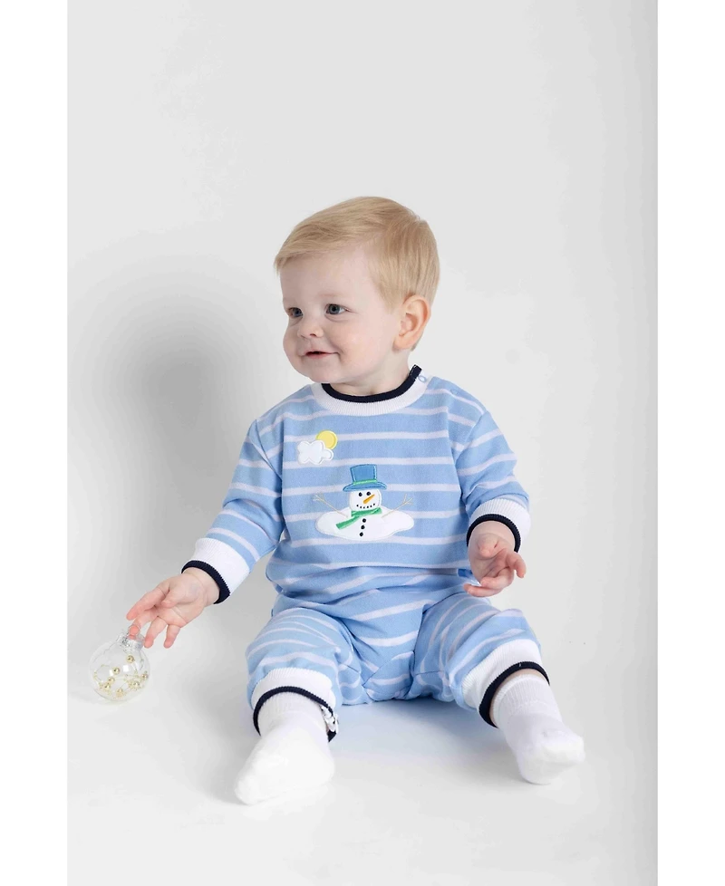 Florence Eiseman Baby Boys Stripe Knit Longall With Melting Snowman