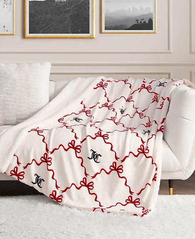 Juicy Couture Plush Reversible Sherpa Throw, 50"x 60"