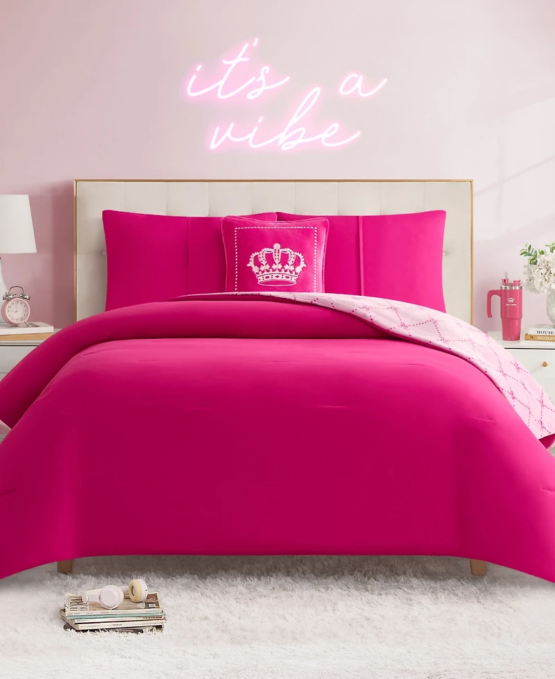 Juicy Couture Plush Reversible Trellis Link 4-Pc. Comforter Set, Full/Queen