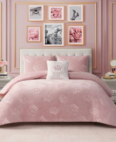 Juicy Couture Plush Reversible Embossed Crown Comforter Set