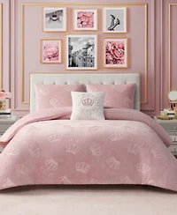 Juicy Couture Plush Reversible Embossed Crown Comforter Set