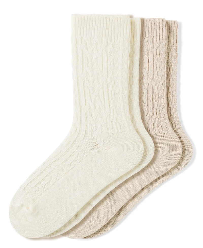 Hue Women's 2-Pack Knit Diamond Crew Socks