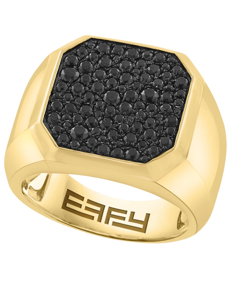 Effy Collection Men's Black Spinel Ring (1-5/8 ct. t.w.) in Gold over Silver