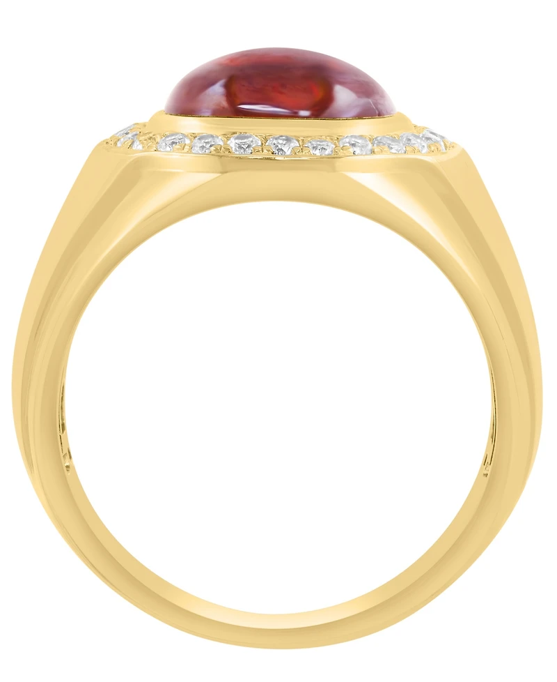 Effy Collection Men's Garnet (4-3/4 ct. t.w.) and White Zircon Ring (5/8 ct. t.w.) in Gold over sterling Silver