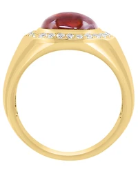 Effy Collection Men's Garnet (4-3/4 ct. t.w.) and White Zircon Ring (5/8 ct. t.w.) in Gold over sterling Silver