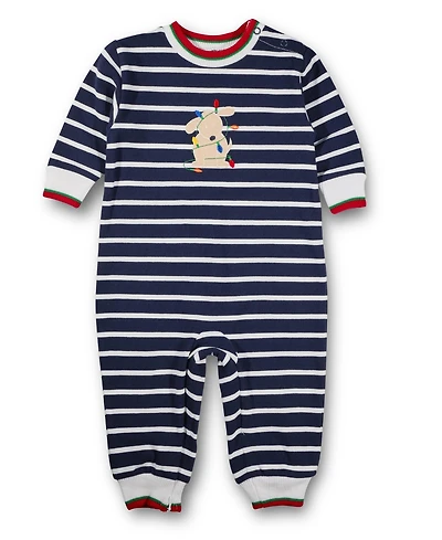 Florence Eiseman Baby Boys Stripe Knit Longall With Holiday Lights Dog