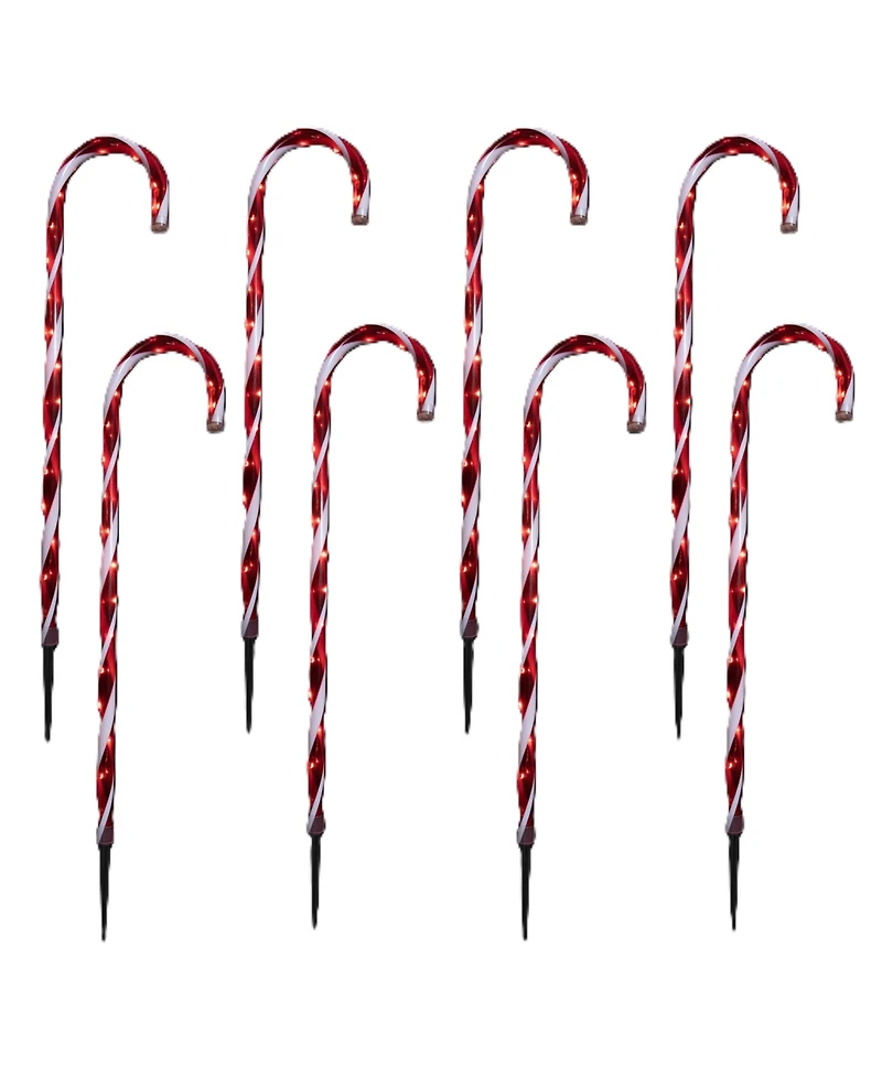 Northlight Led Lighted Candy Cane Outdoor Pathway Markers, Set of 8
