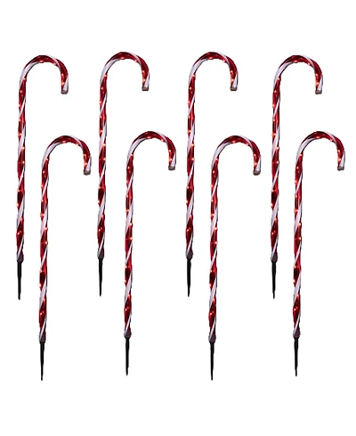 Northlight Led Lighted Candy Cane Outdoor Pathway Markers, Set of 8