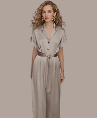 Donna Karan New York Women's Satin Wide Leg Jumpsuit