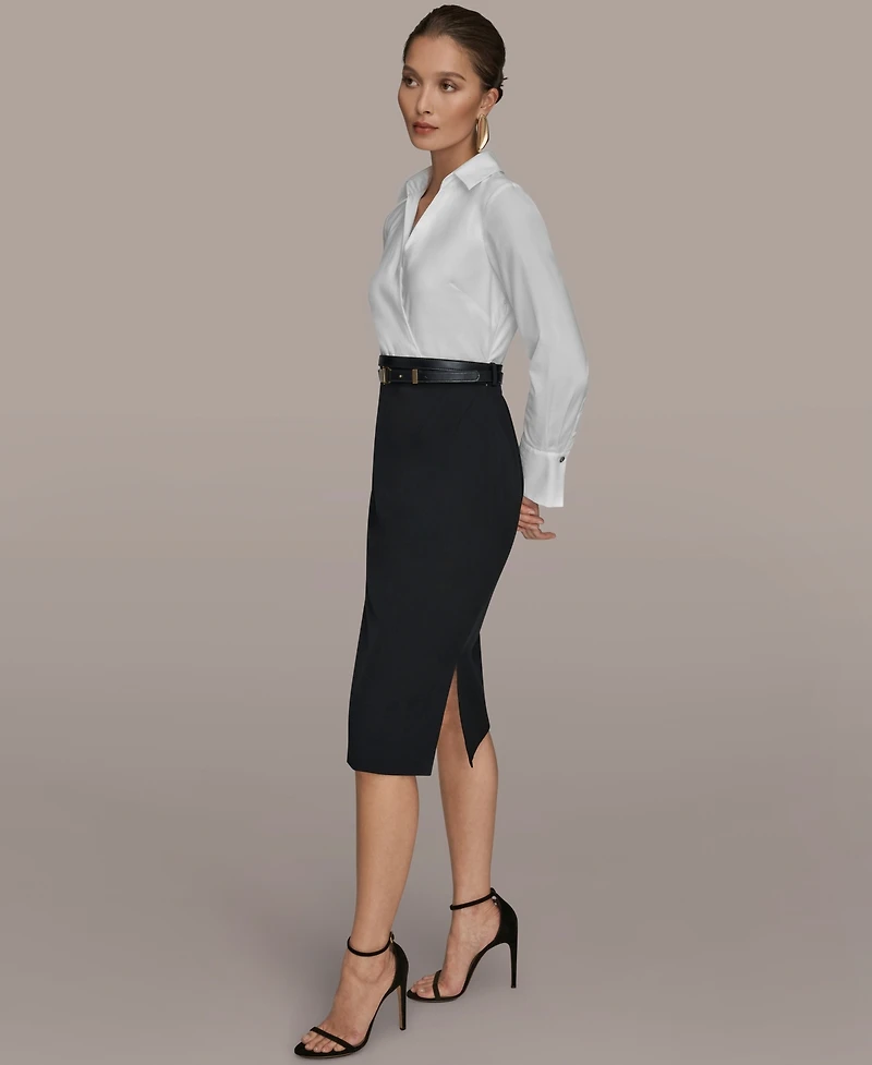 Donna Karan New York Petite Collared Midi Sheath Dress