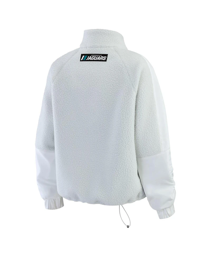Wear by Erin Andrews Women's White Jacksonville Jaguars Polar Fleece Half-Zip Jacket