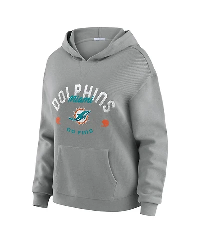 Wear by Erin Andrews Women's 2-Piece Gray Miami Dolphins Waffle-Knit Long-Sleeve Hoodie and Lounge Pant Set
