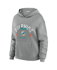 Wear by Erin Andrews Women's 2-Piece Gray Miami Dolphins Waffle-Knit Long-Sleeve Hoodie and Lounge Pant Set