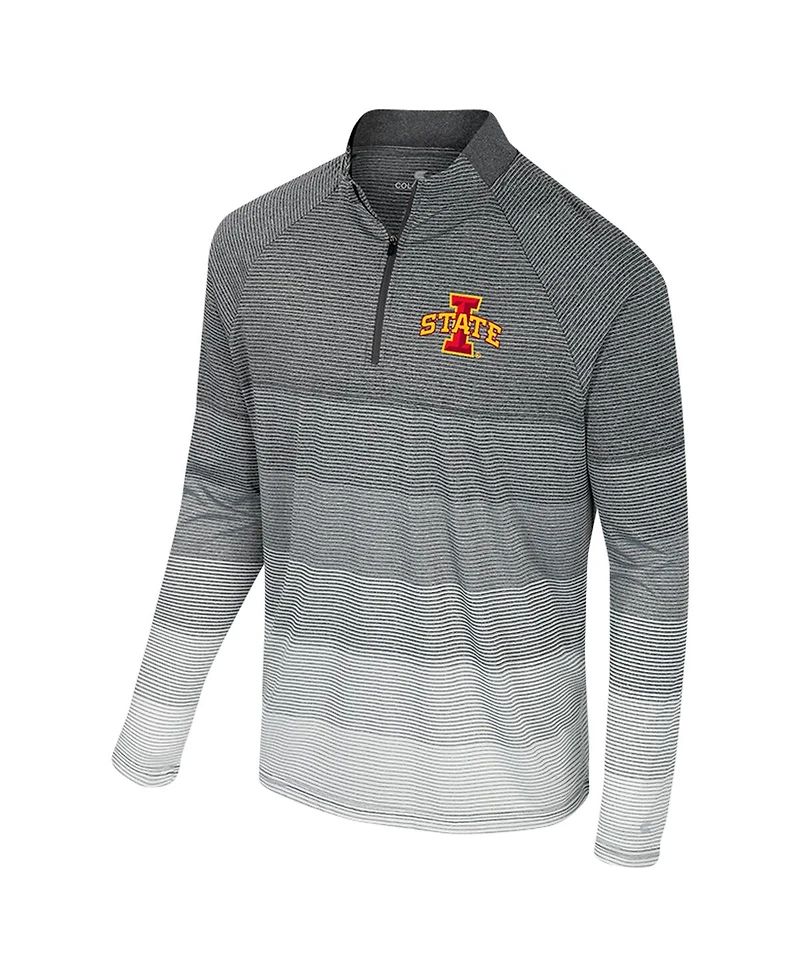Colosseum Men's Gray Iowa State Cyclones Ai Striped Mesh Quarter-Zip Raglan Windshirt Jacket