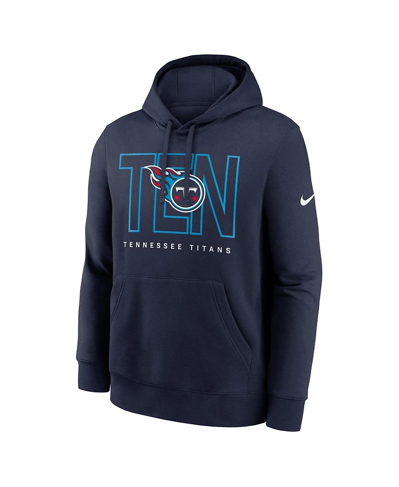 Nike Men's Navy Tennessee Titans Busted Play Club Fleece Pullover Hoodie