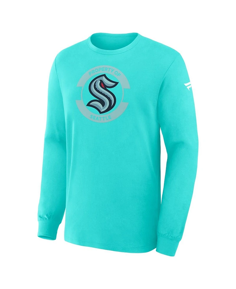 Fanatics Men's Light Blue Seattle Kraken Authentic Pro Property Of Practice Long Sleeve T-Shirt